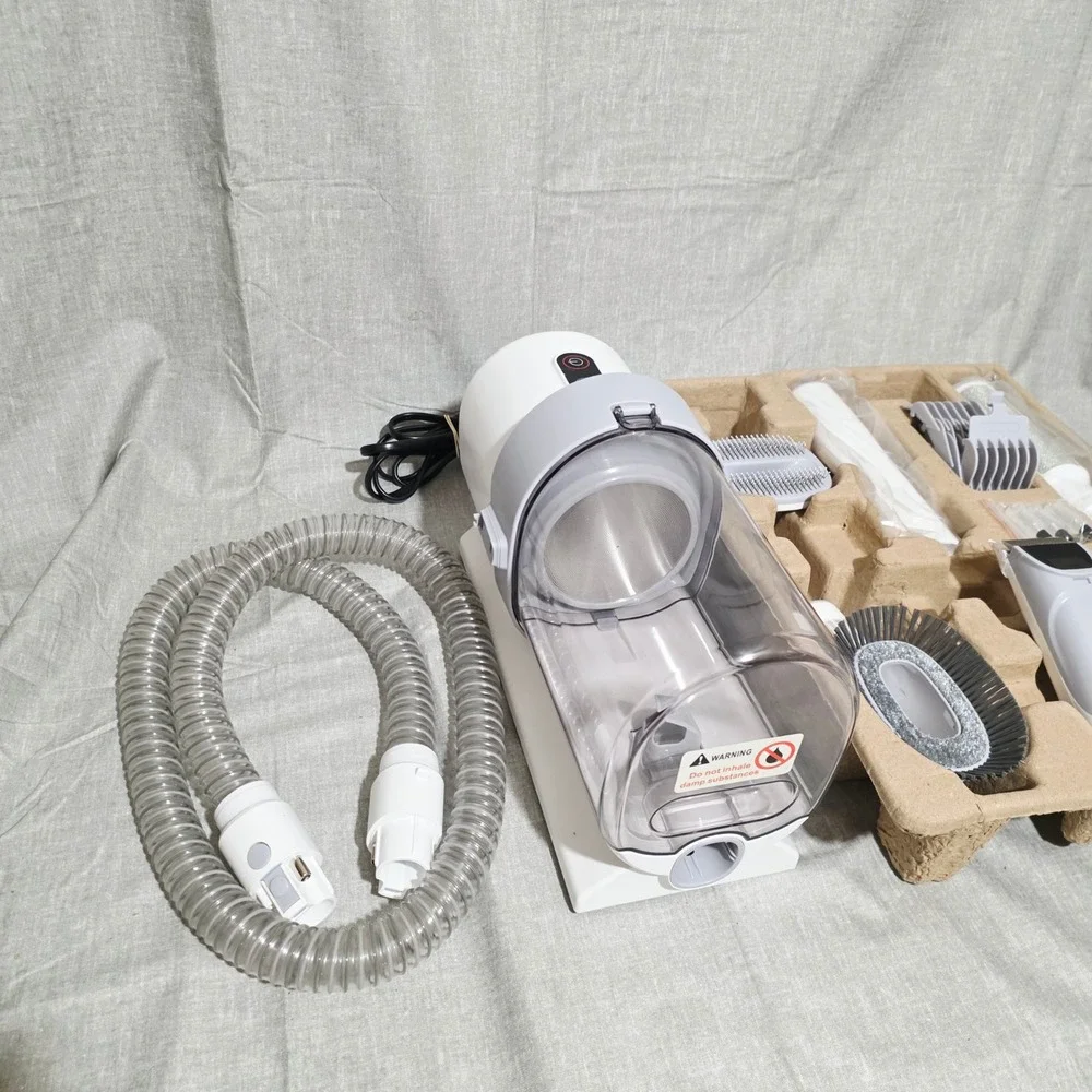 Pet Grooming Vacuum Kit with Clippers, Professional Dog Cat Grooming Tools White
